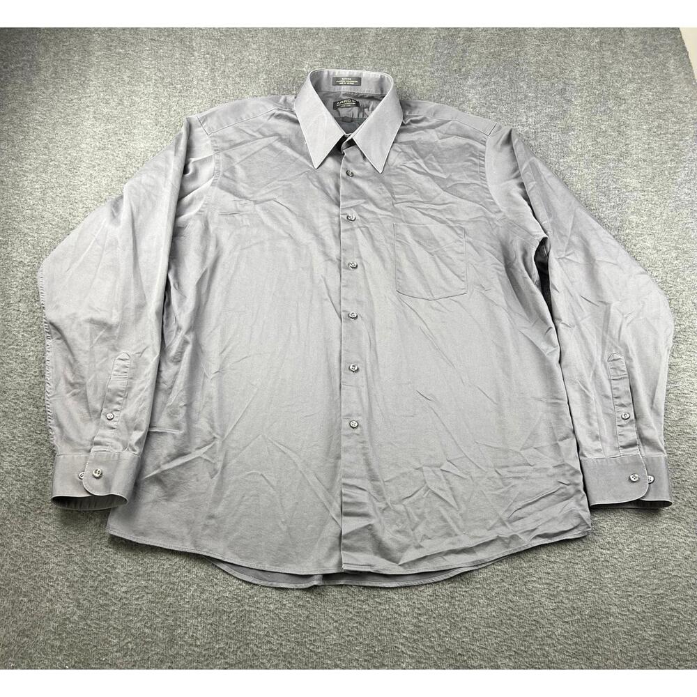 Arrow Men's Dress Shirt Size XL Gray‎ Sateen Wrinkle-Free